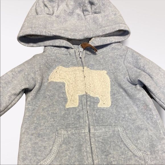 GEORGE | 3/$15 Baby Boy Polarbear Sleeper With Hood - Picture 2 of 5